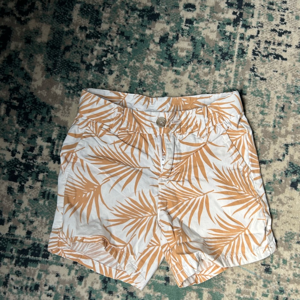 Rachel Zoe with Janie and Jack Tan Palm Print Kid Shorts